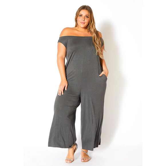 Bellatrix Plus Size Off Shoulder Wide Leg Jumpsuit‎ 1XL - Picture 1 of 4
